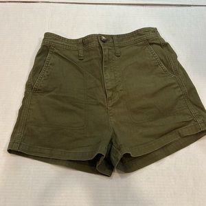 Madewell Camp Shorts army green elastic waist size XS